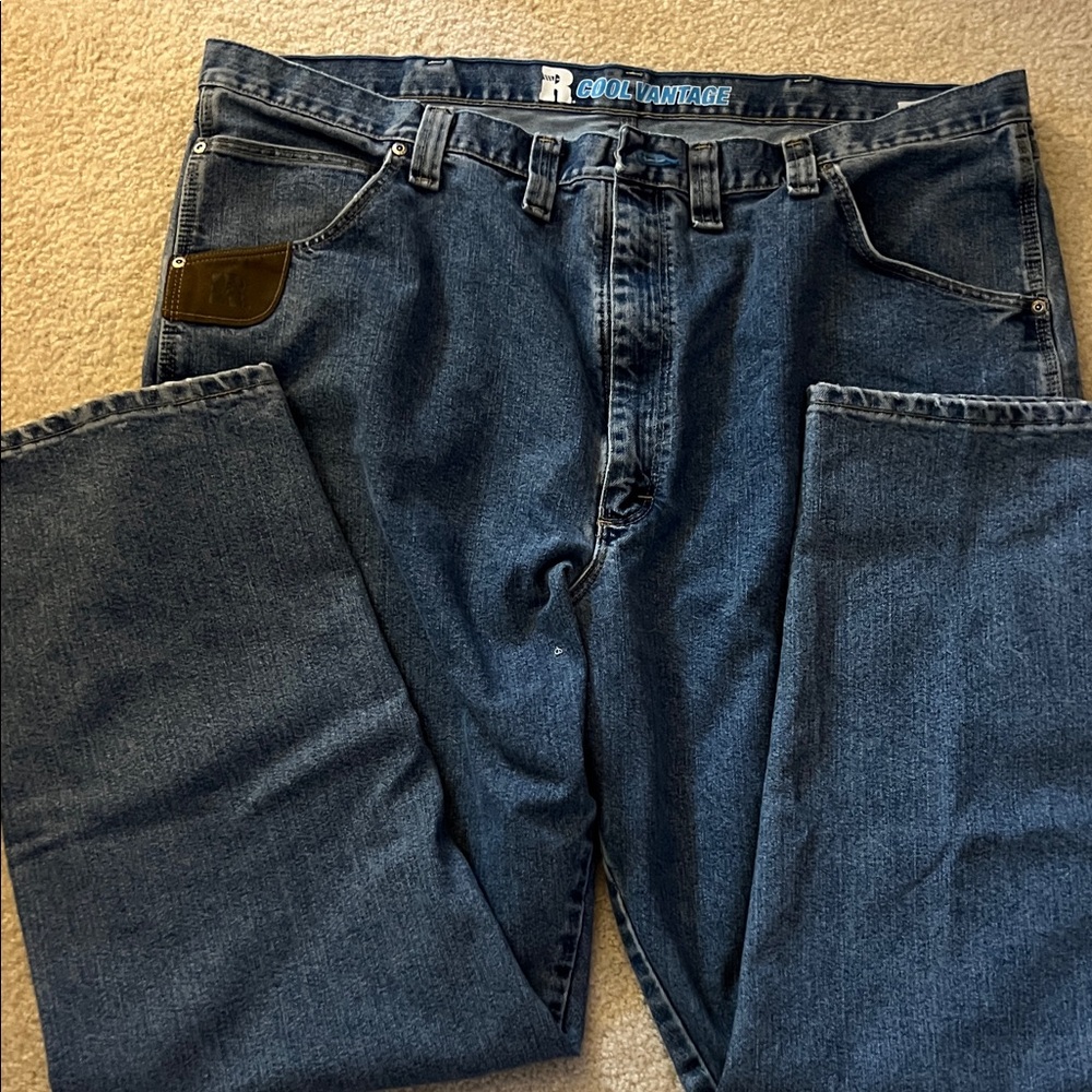 Men’s Wrangler Riggs Workwear Blue Jeans - EC 
44x34